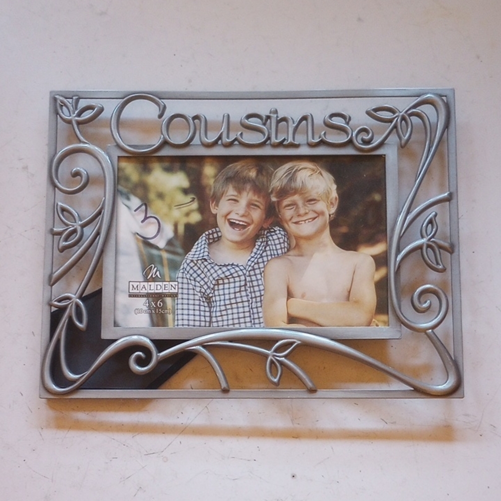 Malden Silver Metal & Glass Cousins Tabletop Picture Frame for 4 x 6 Inch Photo